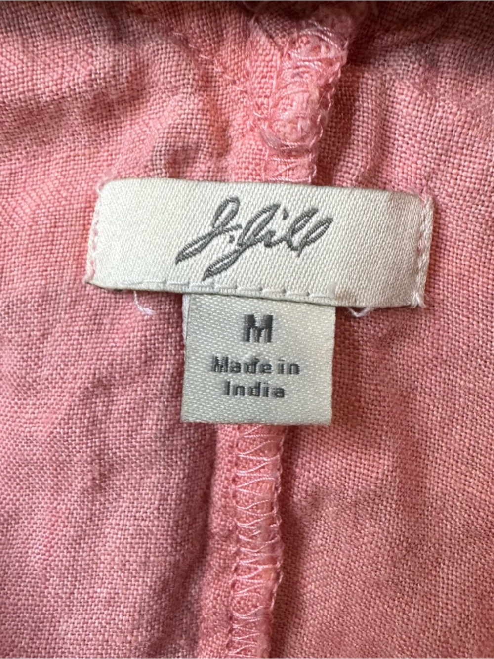 J. Jill 100% Linen Button Front Tank Top Coral Pink Eyelet Trim Size Medium - Picture 3 of 10